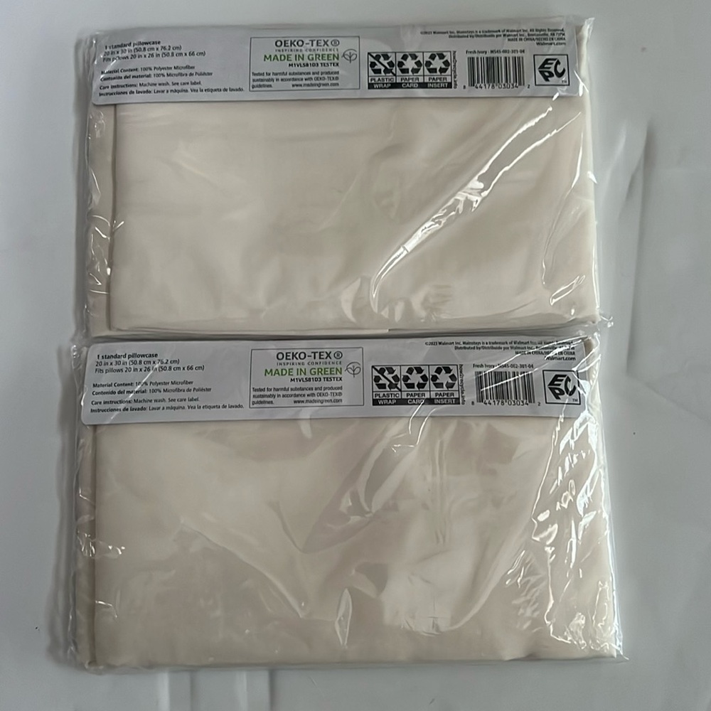 (2) Mainstays Cream Standard Microfiber Pillowcase